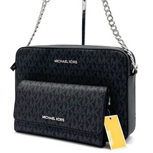 Michael Kors Large Jet Set Travel Logo Crossbody Bag & Matching Trifold Wallet